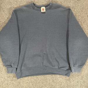 Vintage 90s Wilson Blank Crewneck Sweatshirt Size Large Faded Blue Made in USA